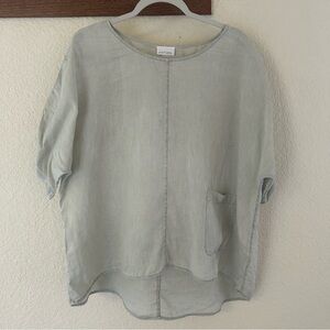 Purejill J. Jill Garment Dyed 100% Linen Short Sleeve Long Top